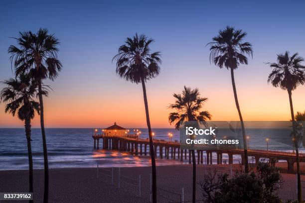 Manhattan Beach Pier At Sunset Los Angeles California Stock Photo - Download Image Now