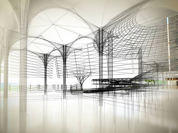 istock sketch design of interior hall, 3d rendering 833771054