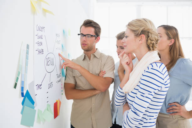 istock Artists in discussion in front of whiteboard 833853000