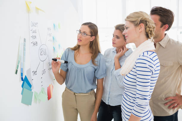 istock Artists in discussion in front of whiteboard 833853424