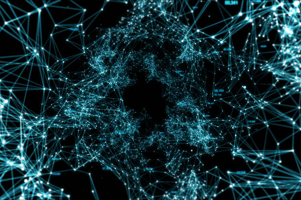 istock abstract space background, geometry surfaces, lines and points. Abstract tunnel grid. Can be used as digital dynamic wallpaper, technology background. 3d illustration 833876532