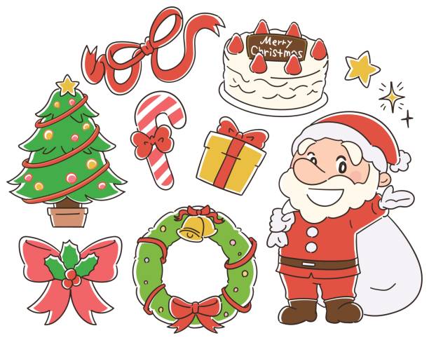 Christmas Illustration Elements Collection Stock Illustration - Download  Image Now - Christmas, Christmas Tree, Manga Style - iStock