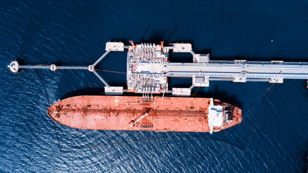 Oil tanker. Loading. stock photo