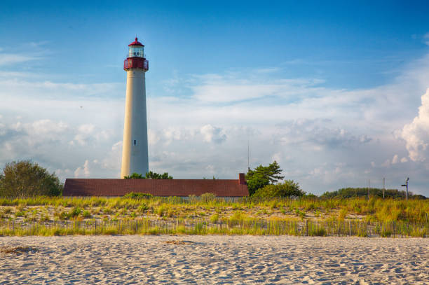 faro di cape may - contea di cape may foto e immagini stock