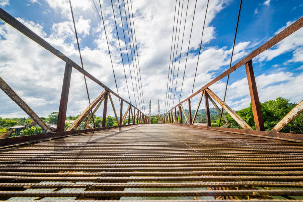 istock The old hanging bridge in forest 833958698