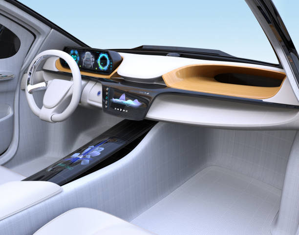 istock Electric vehicle interior concept in wireframe 833969644