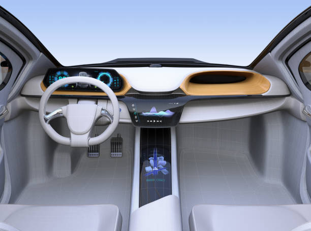 istock Electric vehicle interior concept in wireframe 833969812