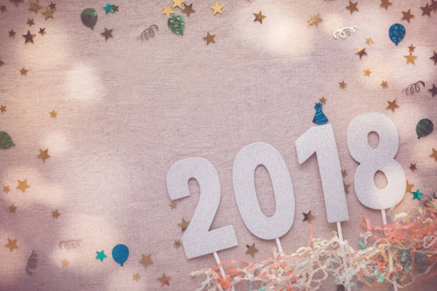 istock 2018 with stars ,Happy New Year copy space background 833997848