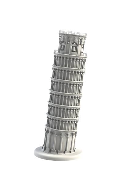istock White leaning tower of pisa on white background, 3D rendering 834079932