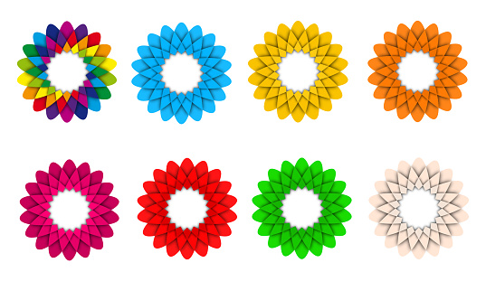 Set of colorful flower icon logo illustration