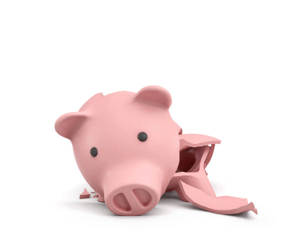 istock 3d rendering of a pink ceramic piggy bank completely broken up into several large pieces 834119360