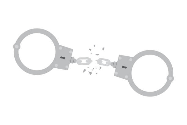 Broken handcuffs. Freedom concept. Vector illustration Broken handcuffs. Freedom concept. Vector illustration prison escape stock illustrations