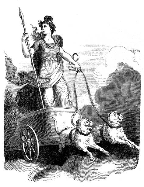 Norse mythology - Freya in Her Chariot Illustration of a Norse mythology - Freya in Her Chariot chariot photos stock illustrations