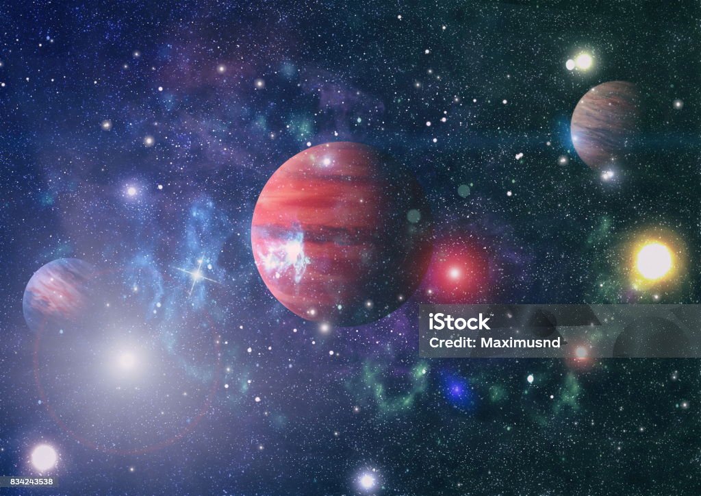 Planet - Elements of this Image Furnished by NASA Universe scene with planets, stars and galaxies in outer space showing the beauty of space exploration. Elements furnished by NASA Outer Space Stock Photo