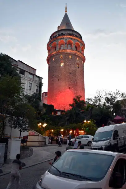 Galata Tower in the sunset, Istanbul, Turkey