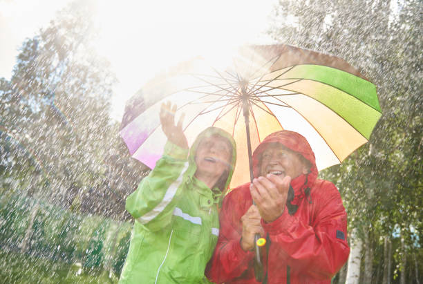 Couple walking in wet day