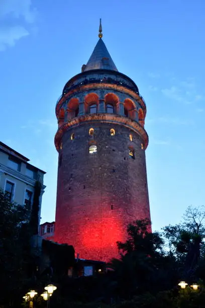 Galata Tower in the sunset, Istanbul, Turkey