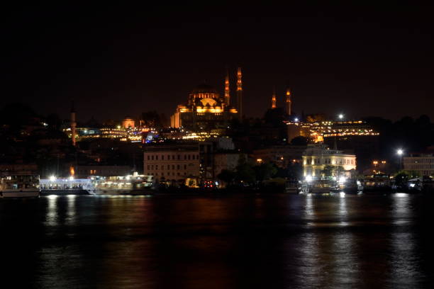 istock Istanbul skyline from Galata bridge at night, long exposure, Turkey 834255868
