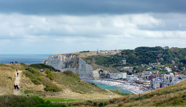 istock Cliffs and beach of Etretat 834256146