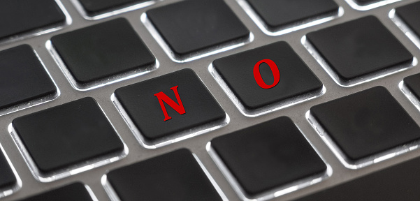 The red letter of No on computer keyboard background for design in your Presentation