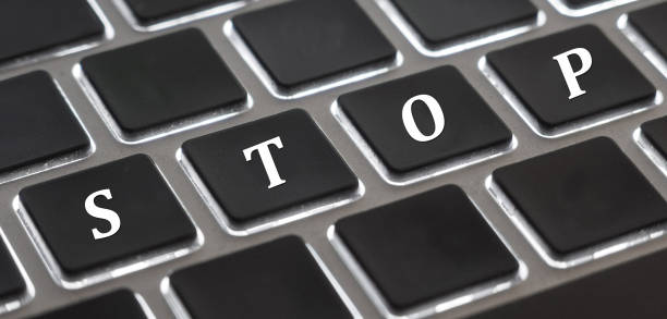 istock The white letter of Stop on computer keyboard background for design in your Presentation 834264588