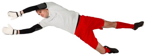 istock Fit goal keeper jumping up 834266890