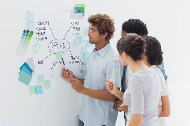 istock Artists in discussion in front of whiteboard 834303166