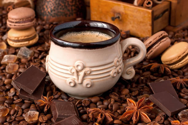 istock Composition with  coffee cup and tasty cookies 834307020