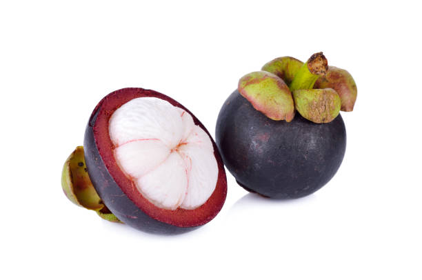 istock whole and half cut ripe mangosteen on white background 834307874