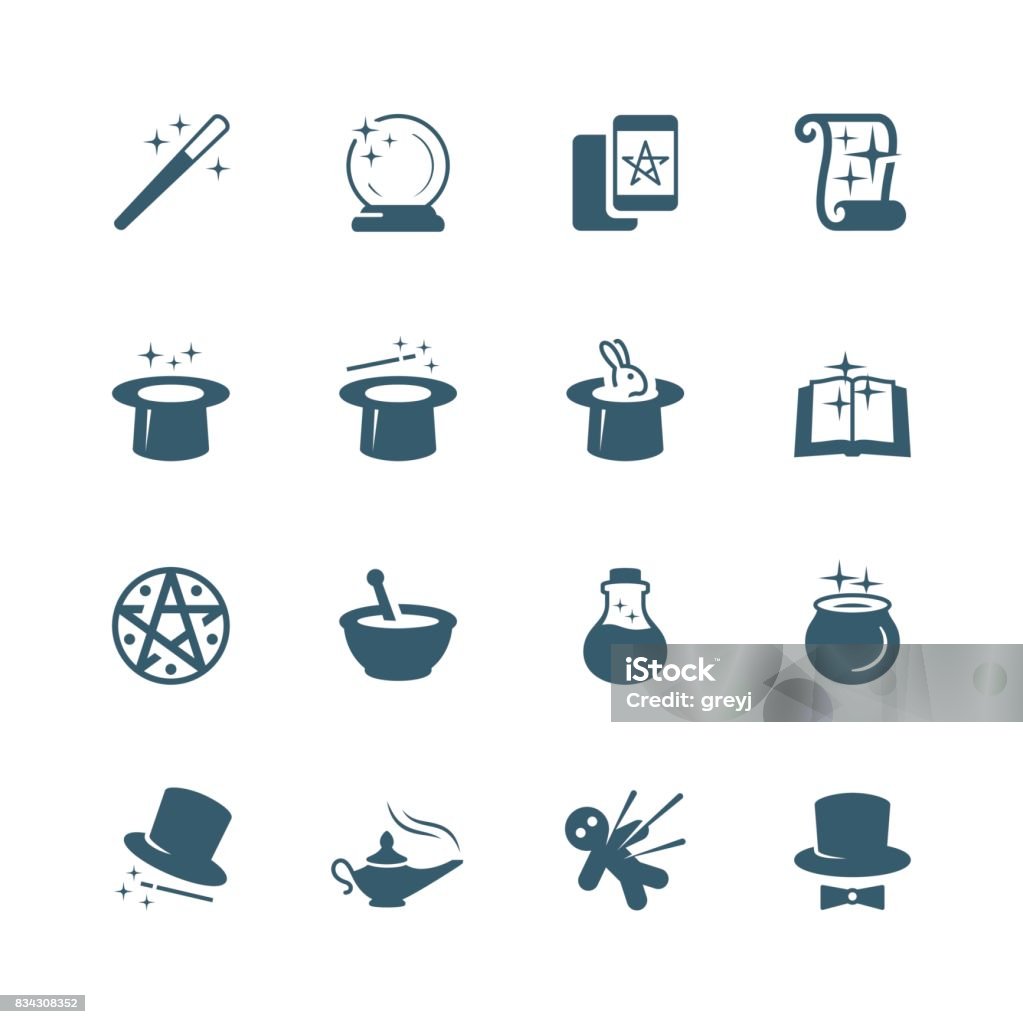 Set of magic related vector icons Magician stock vector