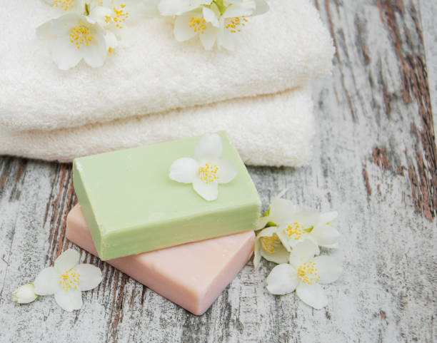 istock Handmade soap and jasmine flowers 834308978