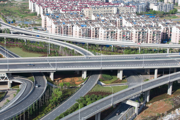 istock shanghai elevated road junction and interchange overpass at night 834309236