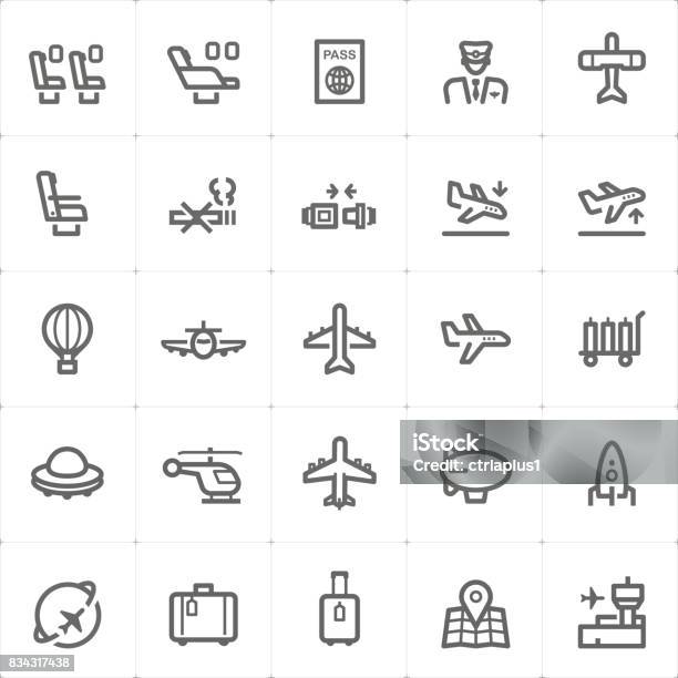 Icon Set Airplane And Airport Vector Illustration Stock Illustration - Download Image Now