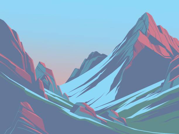 Las montañas en la tarde - ilustración de arte vectorial