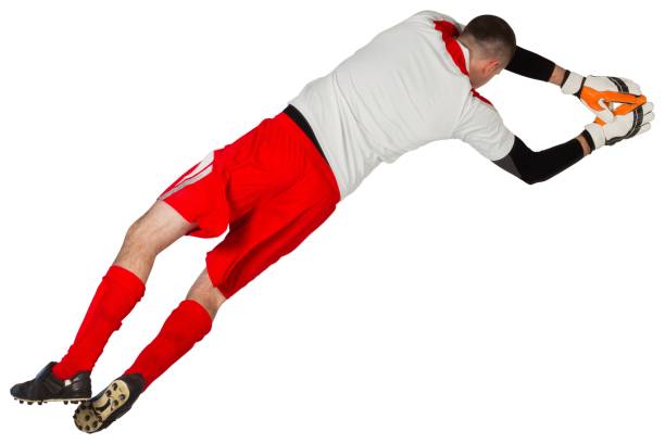 istock Fit goal keeper jumping up 834345238