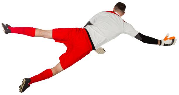 istock Fit goal keeper jumping up 834345274