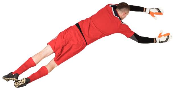 istock Fit goal keeper jumping up 834345428
