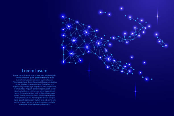 istock Papua New Guinea map of polygonal mosaic lines network, rays and space stars of vector illustration. 834345986