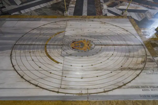 Photo of Detail from marble floor of Santa Maria degli Angeli e dei Martiri in Rome, June, 2017, Rome, Italy