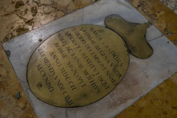 Photo of Detail of marble floor of Basilica of Santa Maria degli Angeli e dei Martiri (St. Mary of the Angels and the Martyrs) in Rome on June. 2017, Rome, Italy