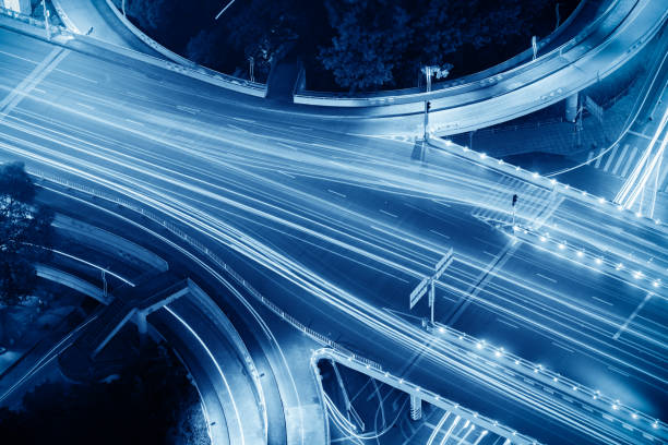 istock Overpass of the light trails, beautiful curves. 834348784