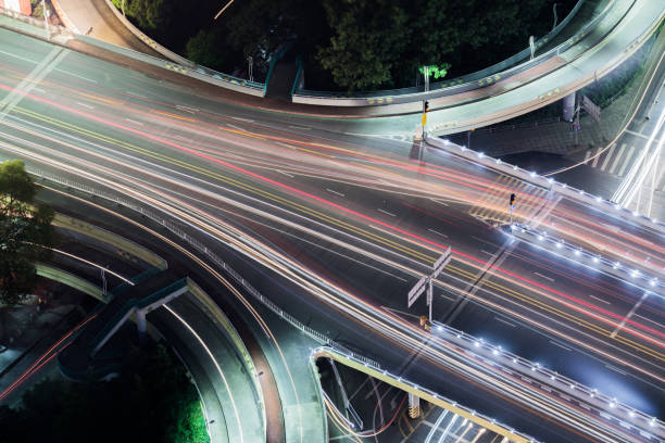 istock Overpass of the light trails, beautiful curves. 834349262
