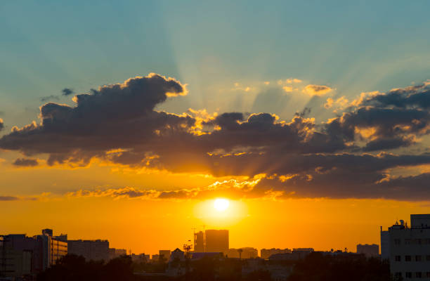 istock Amazing sky over the city and construction site 834349662