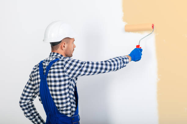 istock Rear view of painter man painting the wall 834376116