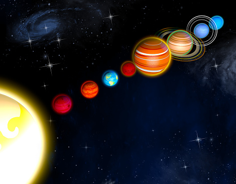 Solar system planets, children book. 3d rendering