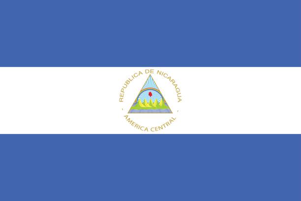 Flag Nicaragua flat icon Flag Nicaragua flat icon. State insignia of the nation in flat style on the entire page. National symbol in the form of a vector illustration flag of nicaragua stock illustrations
