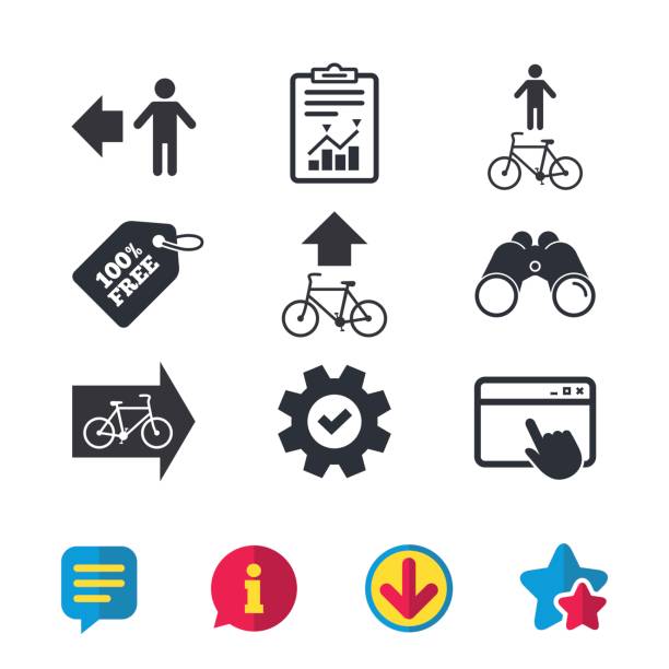 ilustrações, clipart, desenhos animados e ícones de ícone de rua de pedestres. placa de trilha de bicicleta caminho. - icon set arrow sign symbol computer icon