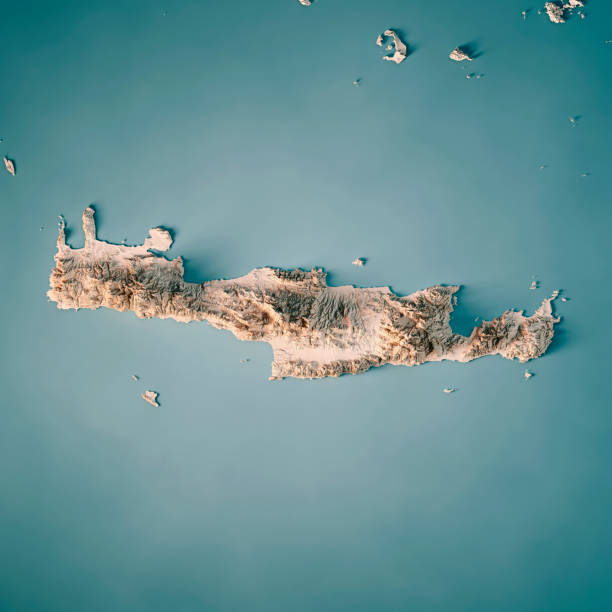 istock Crete Island Greece 3D Render Topographic Map Neutral 834399900