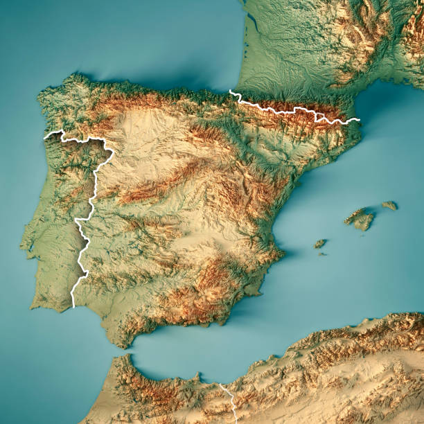 istock Spain Country 3D Render Topographic Map Border 834400136