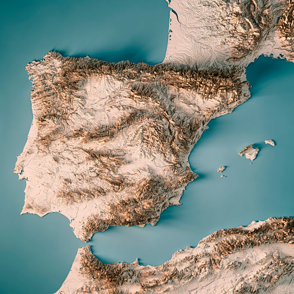 España país Render 3D mapa topográfico Neutral photo